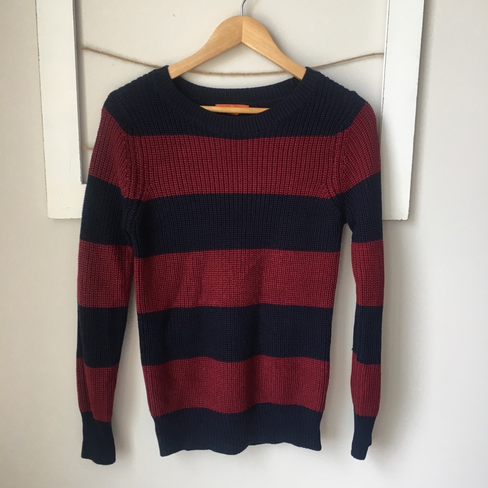 Joe Fresh Red & Blue Striped Oversized Sweater